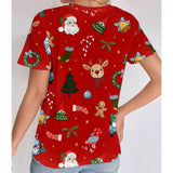 Women's Top - Red, Casual Minimalist, Christmas Round Neck