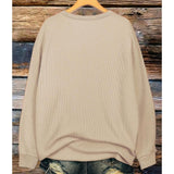 Sweatshirt - Letter Graphic Embroidered, Crew Neck, Corduroy