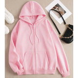 Hoodie - Women's Drop Shoulder, Zipper Front, Pocket Casual