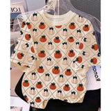 Women's Top - Pumpkin Print, Smooth-Stretch, Crew Neck
