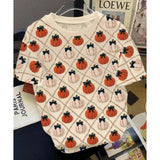 Women's Top - Pumpkin Print, Smooth-Stretch, Crew Neck