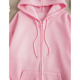 Hoodie - Women's Drop Shoulder, Zipper Front, Pocket Casual