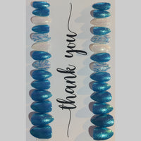 Hand Painted PRESS-ON Nails - Short Gel Polish - TEAL MICRO GLITTER/PEAL IRIDESCENT GLITTER